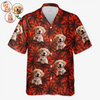 T-shirt hawaïen unisexe personnalisé avec photo de pattes et de palmiers pour chien et chat - Cadeau idéal pour les vacances d'été, les amoureux des animaux et les amoureux des animaux