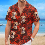 Custom Photo Paws And Palm Trees - Dog & Cat Personalized Custom Unisex Tropical Hawaiian Aloha Shirt - Summer Vacation Gift, Gift For Dog Lovers, Pet Owners