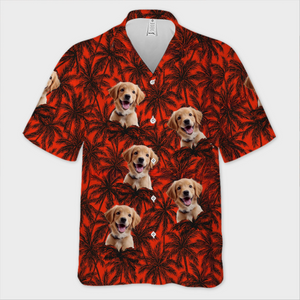 T-shirt hawaïen unisexe personnalisé avec photo de pattes et de palmiers pour chien et chat - Cadeau idéal pour les vacances d'été, les amoureux des animaux et les amoureux des animaux