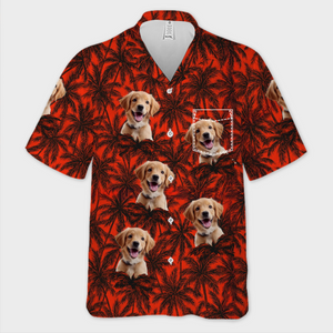 T-shirt hawaïen unisexe personnalisé avec photo de pattes et de palmiers pour chien et chat - Cadeau idéal pour les vacances d'été, les amoureux des animaux et les amoureux des animaux