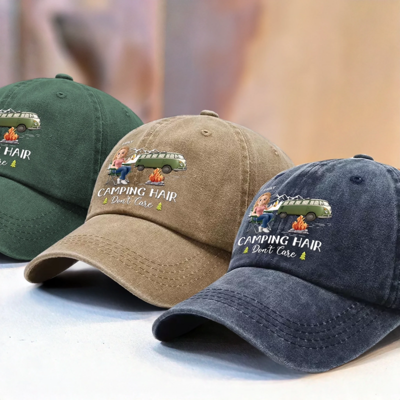 Life’s Better Around A Campfire - Camping Personalized Custom Vintage Washed Denim Baseball Cap - Gift For Camping Lovers