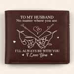 Holding On To Forever - Couple Personalized Custom Double-Sided Printed Leather Wallet - Gift For Husband Wife, Anniversary