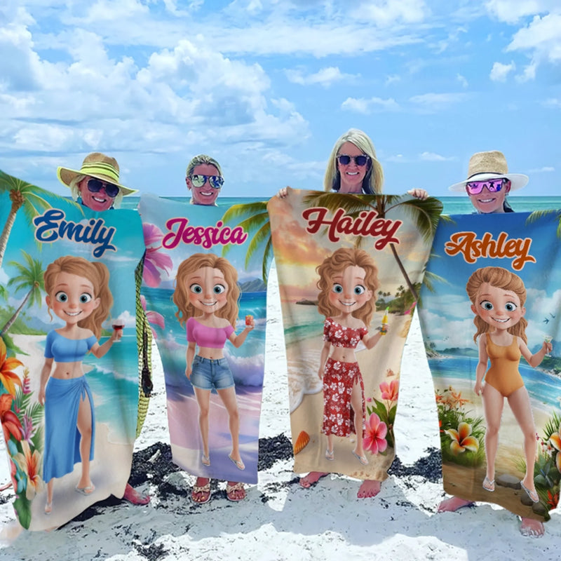 Good Vibes Only - Bestie Personalized Custom Beach Towel - Summer Vacation Gift, Birthday Pool Party Gift For Best Friends, BFF, Sisters