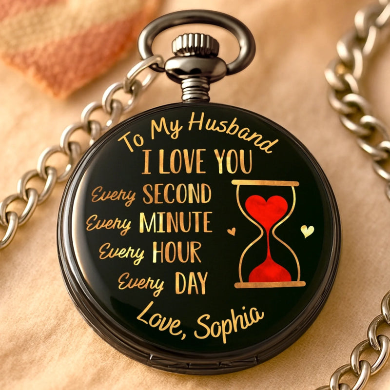 The Best Kind Of Magic Is Love - Couple Personalized Custom Pocket Watch - Gift For Husband, Wife, Couple