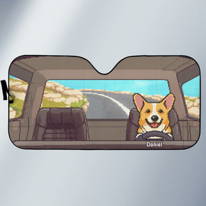 Attachez vos ceintures, il est temps d'aboyer ! Pare-soleil personnalisé pour pare-brise de voiture, protection pour vitres de voiture, cadeau pour propriétaires et amoureux des animaux.