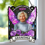 Custom Photo Heaven Gained A Piece Of My Heart - Memorial Personalized Window Hanging Suncatcher Ornament - Sympathy Gift For Grandma