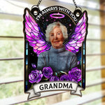 Custom Photo Heaven Gained A Piece Of My Heart - Memorial Personalized Window Hanging Suncatcher Ornament - Sympathy Gift For Grandma