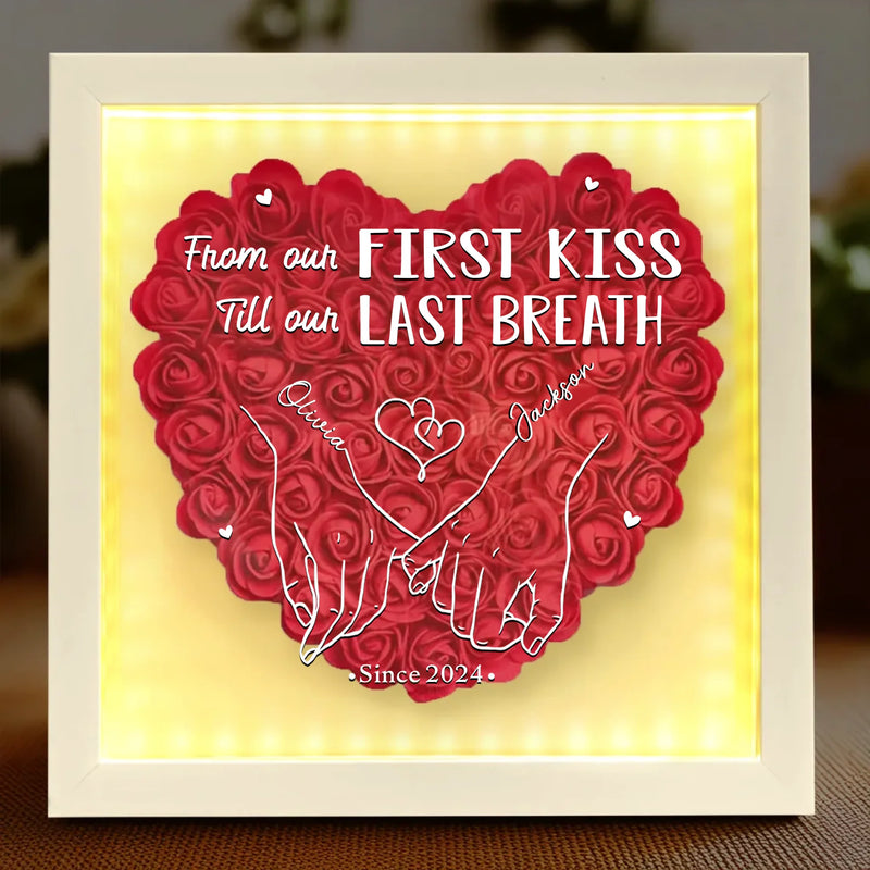 Wrapped In Your Love - Couple Personalized Custom Flower Shadow Box With LED - Gift For Couple