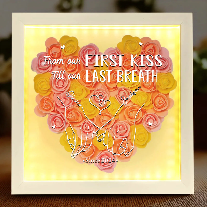 Wrapped In Your Love - Couple Personalized Custom Flower Shadow Box With LED - Gift For Couple