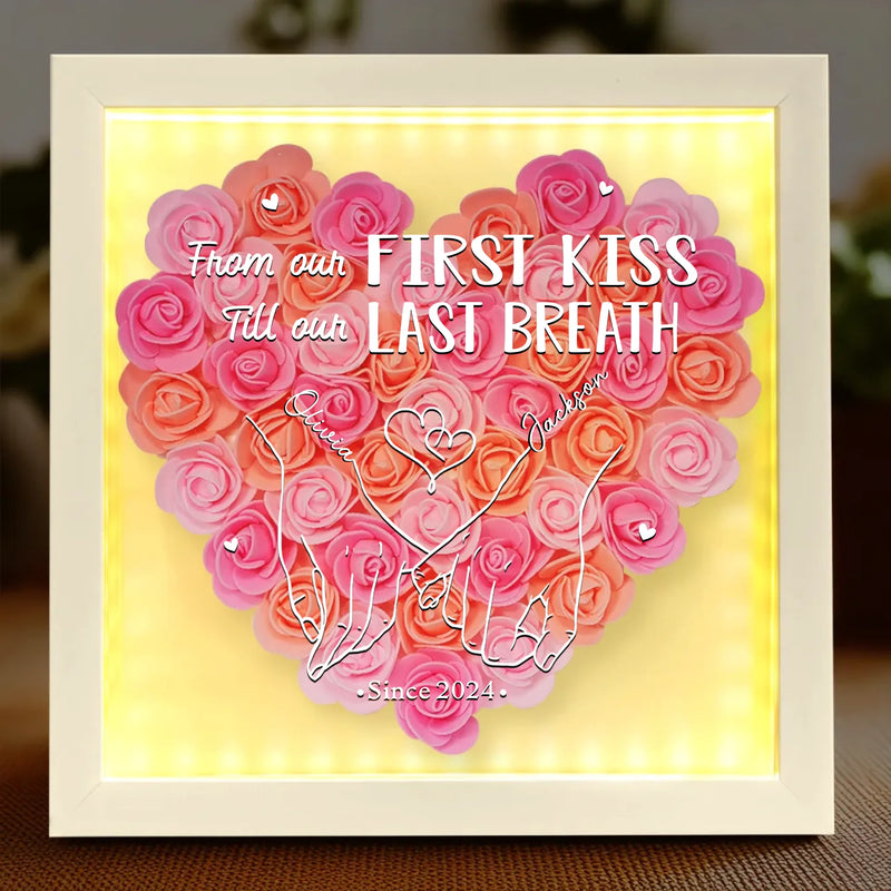 Wrapped In Your Love - Couple Personalized Custom Flower Shadow Box With LED - Gift For Couple