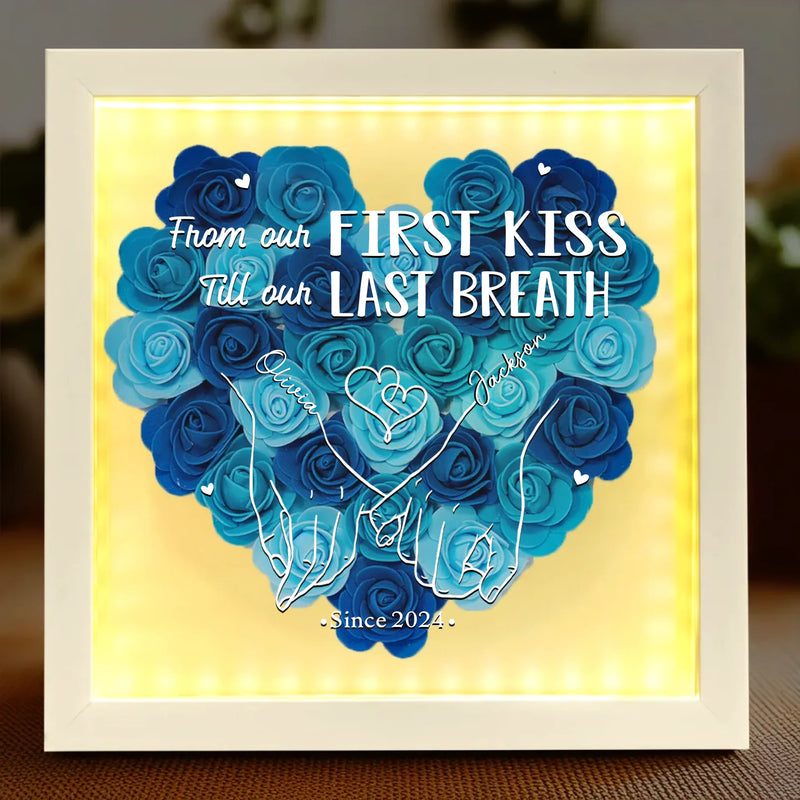 Wrapped In Your Love - Couple Personalized Custom Flower Shadow Box With LED - Gift For Couple