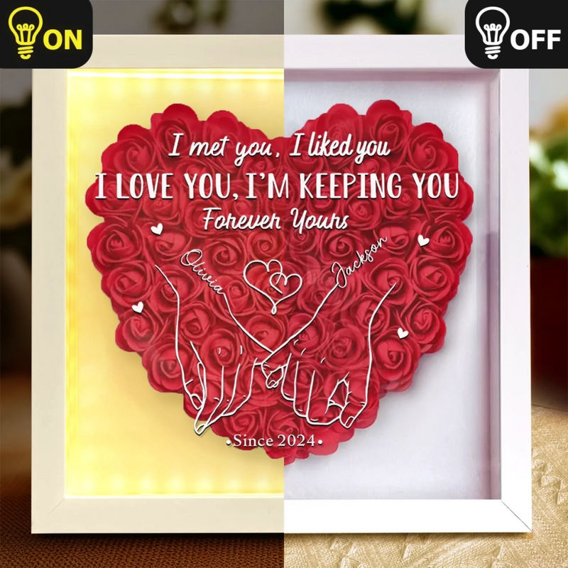 Wrapped In Your Love - Couple Personalized Custom Flower Shadow Box With LED - Gift For Husband Wife, Anniversary