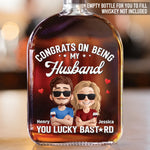 Love You More Each Day - Couple Personalized Custom Whiskey Bottle - Gift For Husband, Wife, Couple