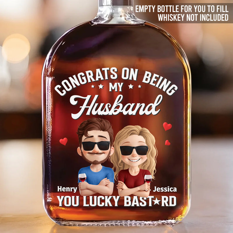 Love You More Each Day - Couple Personalized Custom Whiskey Bottle - Gift For Husband, Wife, Couple
