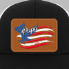 Born To Be Free - Family Personalized Custom Leather Patch Mesh Cap - 4th Of July, Gift For Dad, Grandpa