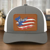 Born To Be Free - Casquette personnalisée en cuir avec patch en maille - 4 juillet, cadeau pour papa et grand-père