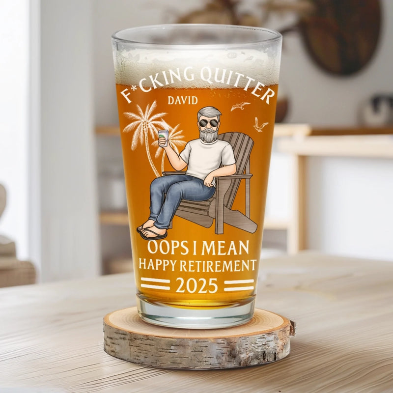 Peace Out, Productivity Killer - Coworker Personalized Custom Beer Glass - Appreciation, Retirement Gift For Coworkers, Work Friends, Colleagues
