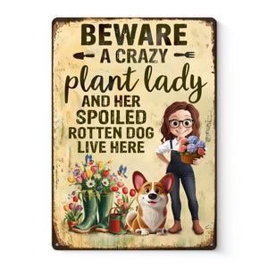 Panneau décoratif personnalisé en métal - Cadeaux de jardinage personnalisés pour jardiniers, amoureux des chiens et mamans de chiens - Home of Plant Lovers