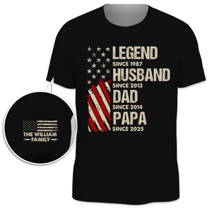 La vie d'un homme véritable - T-shirt unisexe personnalisé avec motif sur la manche - 4 juillet, cadeau pour papa, grand-père