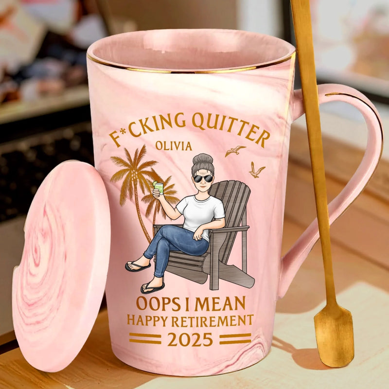 Retired And Now A Professional Napper - Coworker Personalized Custom 14oz Marble Mug - Appreciation, Retirement Gift For Coworkers, Work Friends, Colleagues
