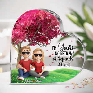 Construit sur l'amour - Plaque acrylique personnalisée en forme de cœur pour couple - Cadeau pour mari et femme, anniversaire