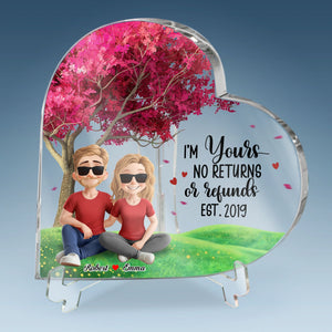 Construit sur l'amour - Plaque acrylique personnalisée en forme de cœur pour couple - Cadeau pour mari et femme, anniversaire