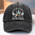Custom Name Funny Retirement Gifts for Men - Personalized Washed Baseball Cap