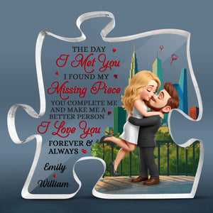 Amour depuis le premier jour - Plaque acrylique personnalisée en forme de puzzle pour couple - Cadeau pour mari et femme, anniversaire