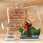 Love Since Day One - Couple Personalized Custom Puzzle Shaped Acrylic Plaque - Gift For Husband Wife, Anniversary