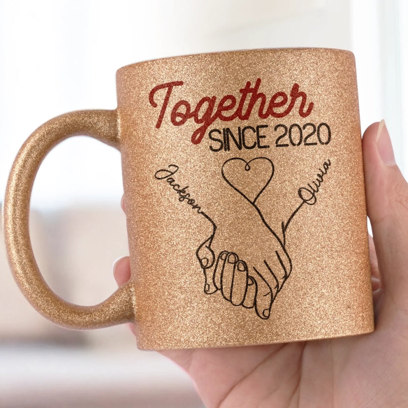 My Heart Clicks With Yours - Couple Personalized Custom Metallic Mug - Gift For Husband Wife, Anniversary