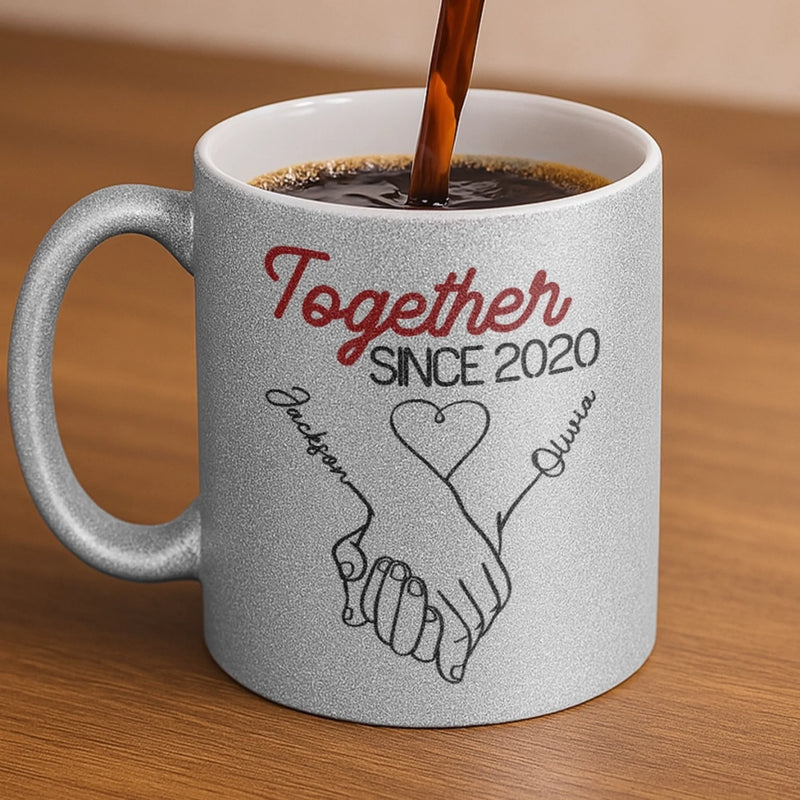 My Heart Clicks With Yours - Couple Personalized Custom Metallic Mug - Gift For Couple, Husband, Wife