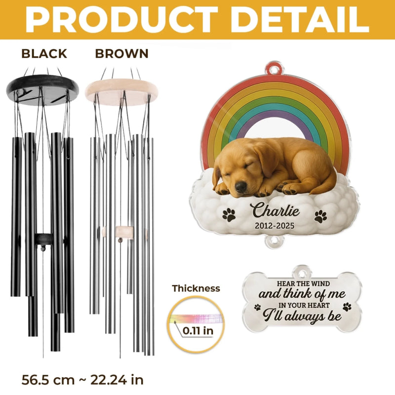 Custom Photo Wind Chime With Acrylic Charms - Personalized Pet Memorial Gifts For Dog Lovers, Cat Lovers - Run Free, Sweet Friend
