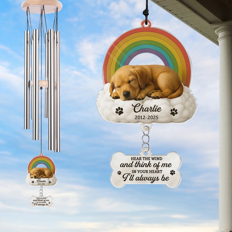 Custom Photo Wind Chime With Acrylic Charms - Personalized Pet Memorial Gifts For Dog Lovers, Cat Lovers - Run Free, Sweet Friend