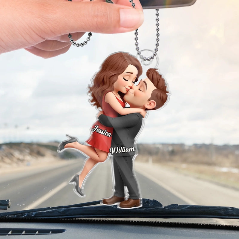 Custom Acrylic Car Ornament - Personalized Anniversary Wedding Gifts For Husband And Wife, Him And Her - Sealed With A Kiss