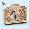 Plaque photo personnalisée en bois à 2 couches - Cadeaux d'anniversaire de mariage personnalisés pour mari et femme, lui et elle - Notre histoire d'amour est ma préférée