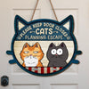 Panneau en bois personnalisé pour décoration d'intérieur - Cadeaux d'anniversaire personnalisés pour les amoureux des chats, maman et papa chats - Veuillez garder la porte fermée