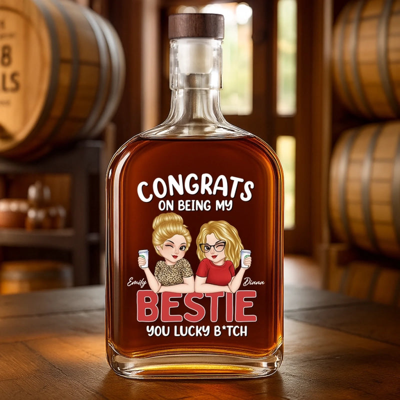 Custom Whiskey Bottle - Personalized Best Friend Birthday Gifts For Women - World’s Okayest Best Friend