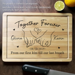 Made With Love, Served With Laughter - Couple Personalized Custom Engraved Wooden Cutting Board - Gift For Couple