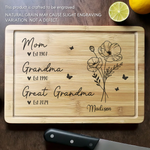 From Mom To Grandma, A Journey Of Love - Family Personalized Custom Engraved Wooden Cutting Board - Mother's Day, Gift For Mom, Grandma, Great-Grandma