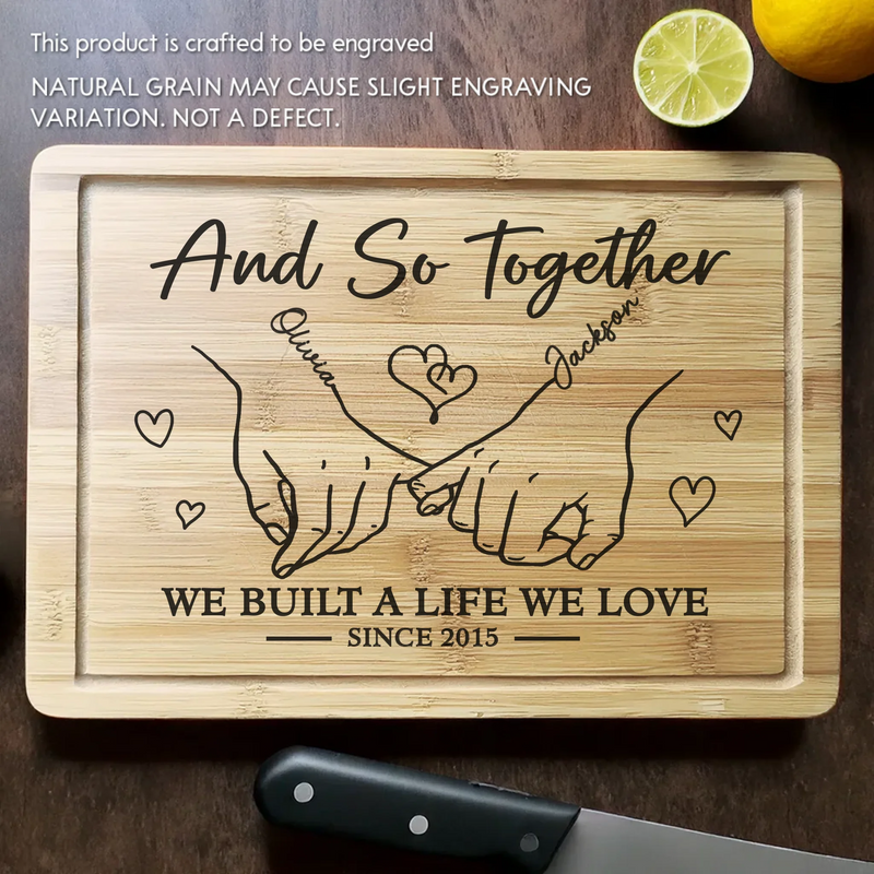 Whisking Through Life Together - Couple Personalized Custom Engraved Wooden Cutting Board - Gift For Couple, Husband, Wife