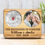 Custom Photo 2-Layered Wooden Plaque - Personalized Anniversary Wedding Gifts For Husband, Wife, Couple - Where It All Began
