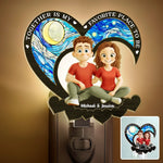 Custom Name Romantic Couple Gifts - Personalized Wood And Acrylic Night Light