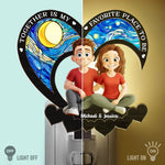 Custom Name Romantic Couple Gifts - Personalized Wood And Acrylic Night Light