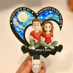 Custom Name Romantic Couple Gifts - Personalized Wood And Acrylic Night Light
