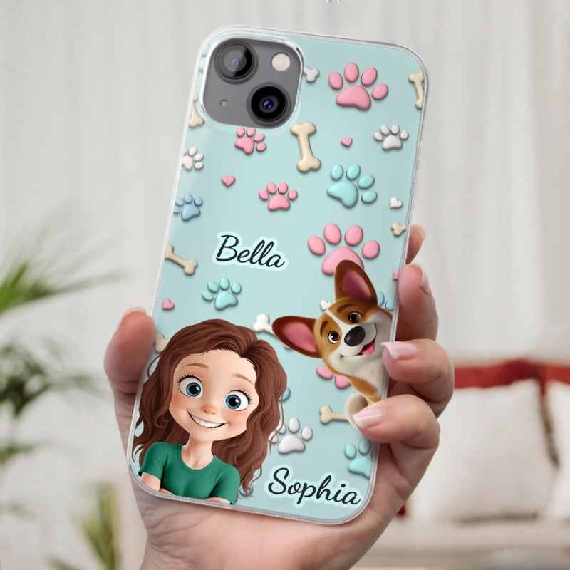 Custom 3D Inflated Effect Printed Clear Phone Case - Personalized Birthday Gifts For Dog Lovers, Dog Dad And Mom - Pawfect Moments Together