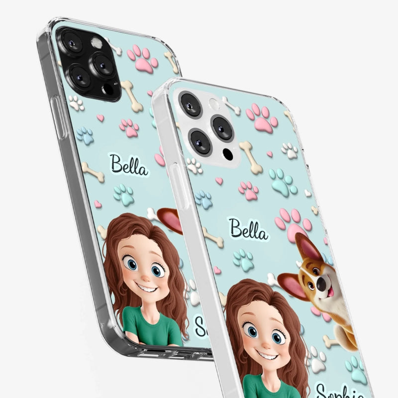 Custom 3D Inflated Effect Printed Clear Phone Case - Personalized Birthday Gifts For Dog Lovers, Dog Dad And Mom - Pawfect Moments Together