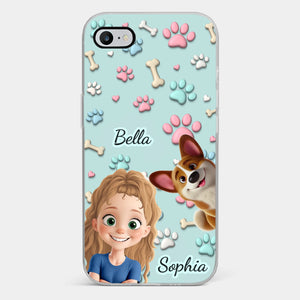 Coque de téléphone transparente personnalisée avec effet gonflable en 3D - Cadeaux d'anniversaire personnalisés pour les amoureux des chiens, papas et mamans - Des moments parfaits ensemble
