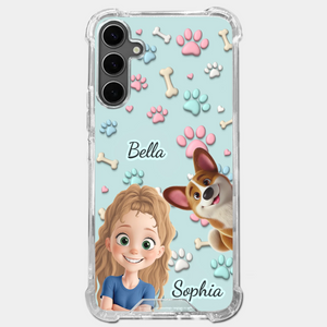 Coque de téléphone transparente personnalisée avec effet gonflable en 3D - Cadeaux d'anniversaire personnalisés pour les amoureux des chiens, papas et mamans - Des moments parfaits ensemble