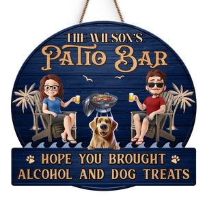 Panneau en bois personnalisé pour décoration d'intérieur - Cadeaux d'anniversaire de mariage personnalisés pour mari et femme, papa et maman de chien - Bonnes vibrations et boissons fraîches