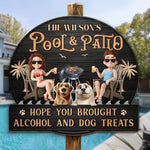 Custom Shaped Home Decor Wood Sign - Personalized Anniversary Wedding Gifts For Couple, Dog Lovers - Good Vibes And Cold Drinks